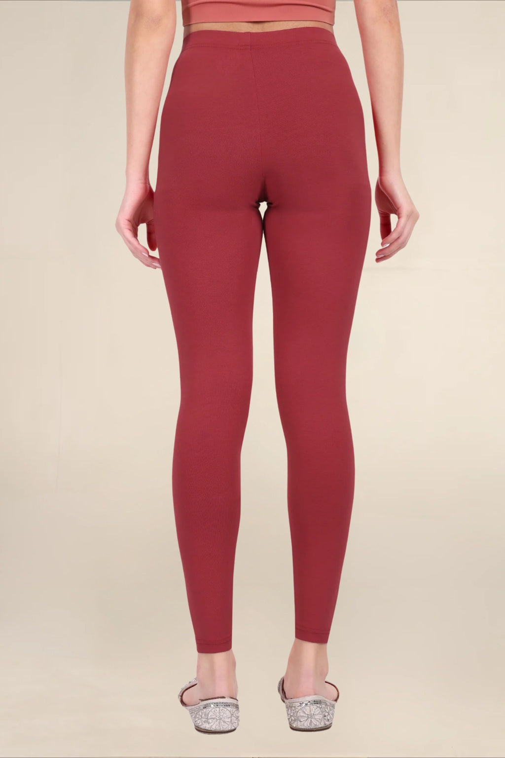 Women Maroon Breathable Long Length Legging
