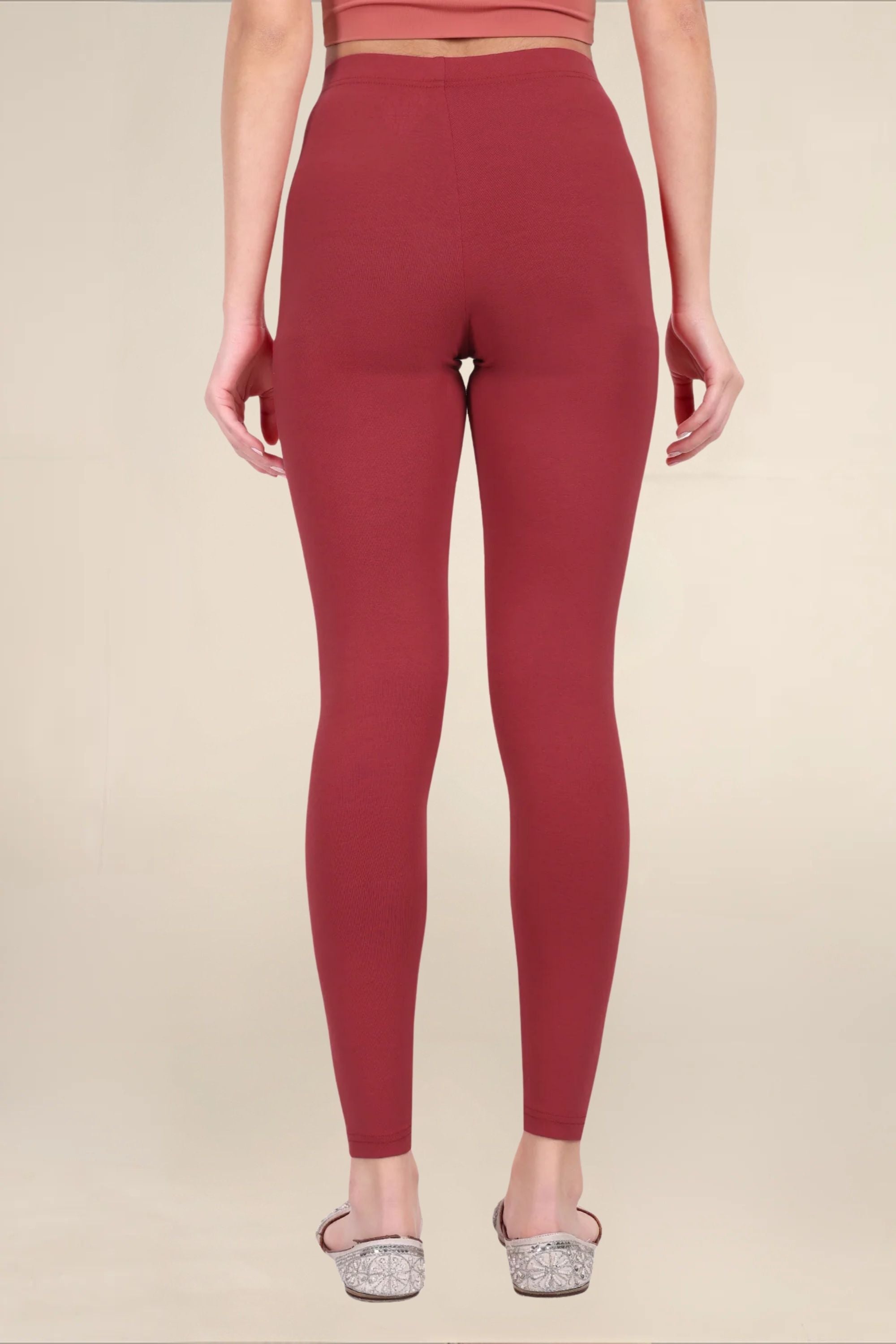 Women Maroon Breathable Long Length Legging