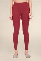 Women Maroon Breathable Long Length Legging