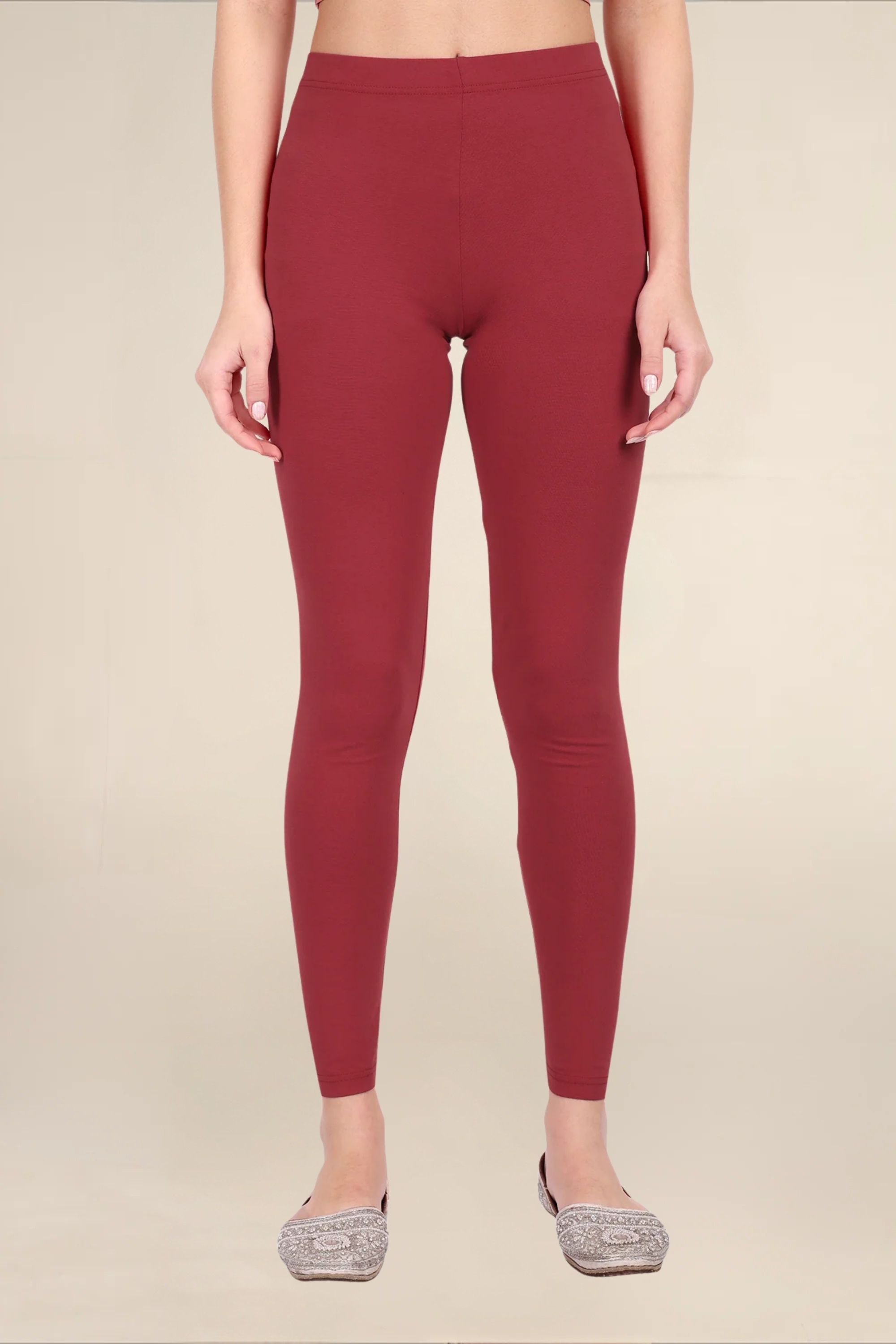 Women Maroon Breathable Long Length Legging