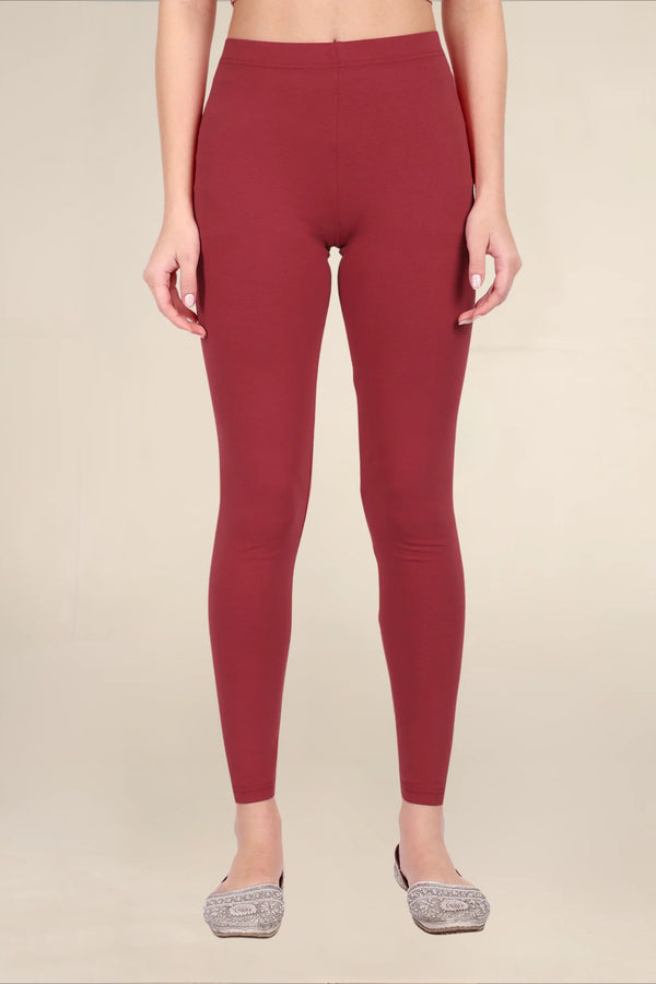Women Maroon Breathable Long Length Legging