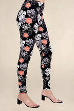 Women Black Printed Stretchable Legging