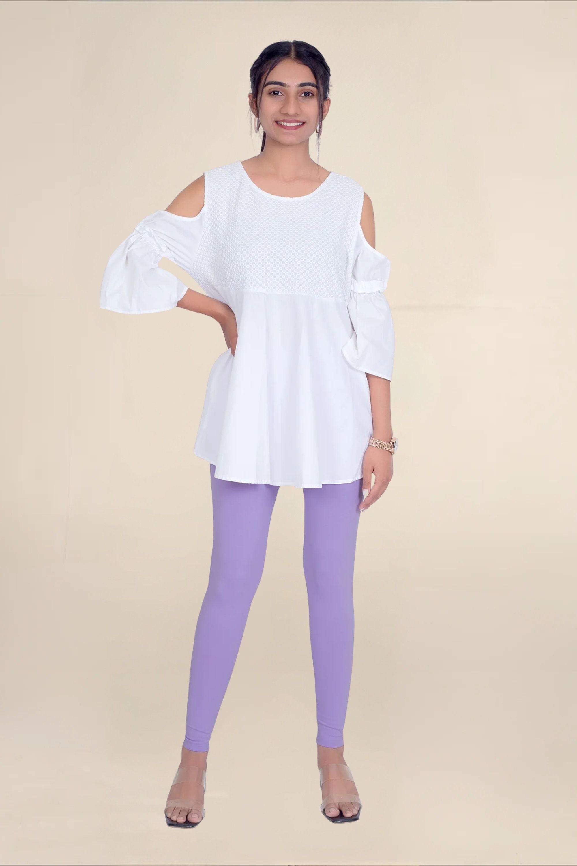 Women Lilac Breathable Long Length Legging