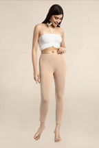 Women Cream Ankle Length Legging