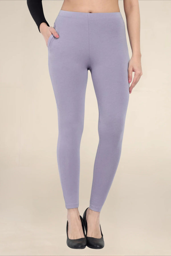 Women Shark Grey Regular Pocket Legging