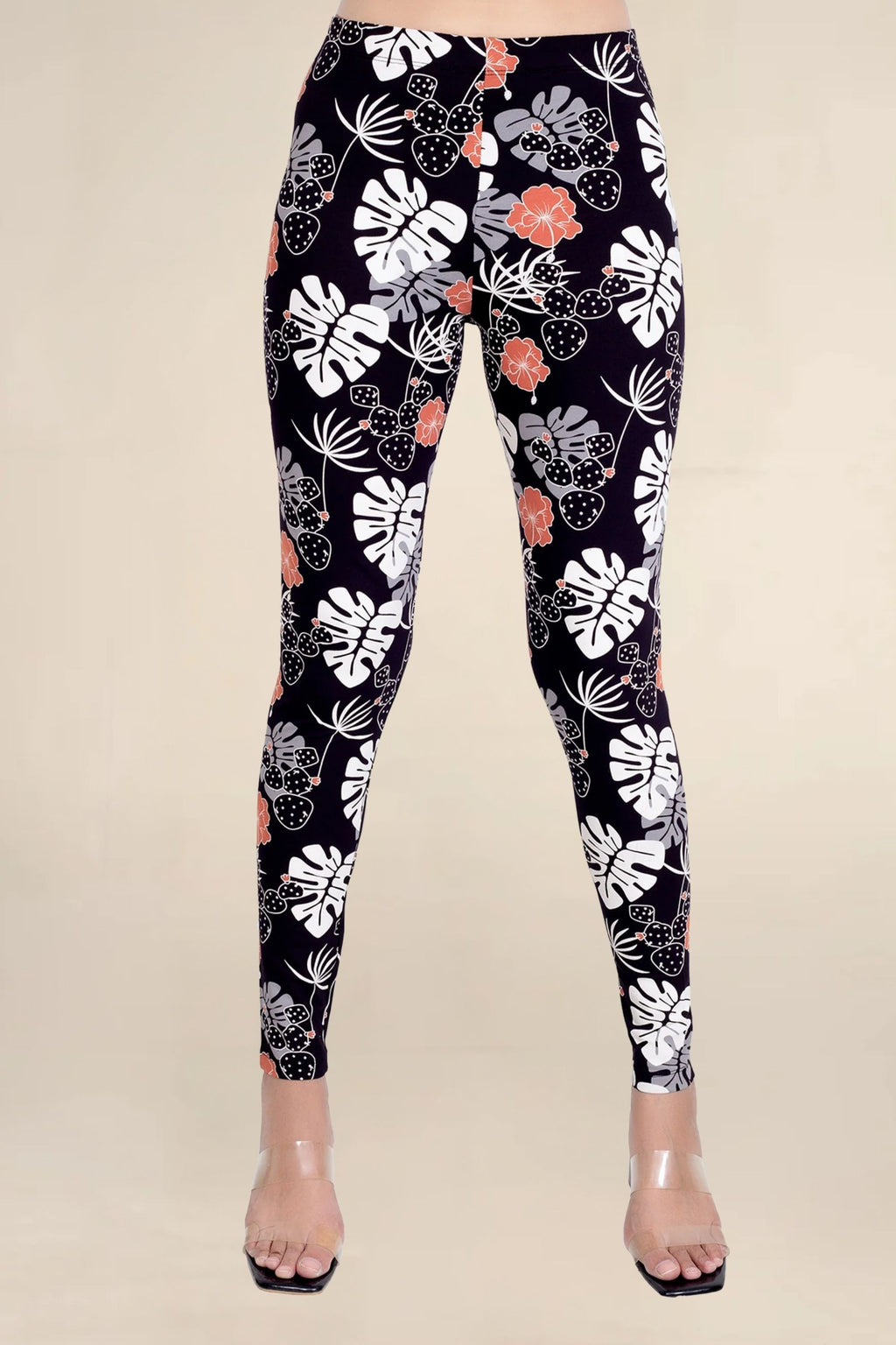 Women Black Printed Stretchable Legging