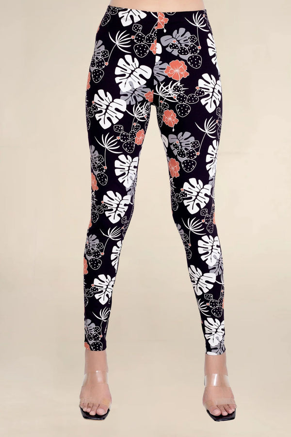 Women Black Printed Stretchable Legging