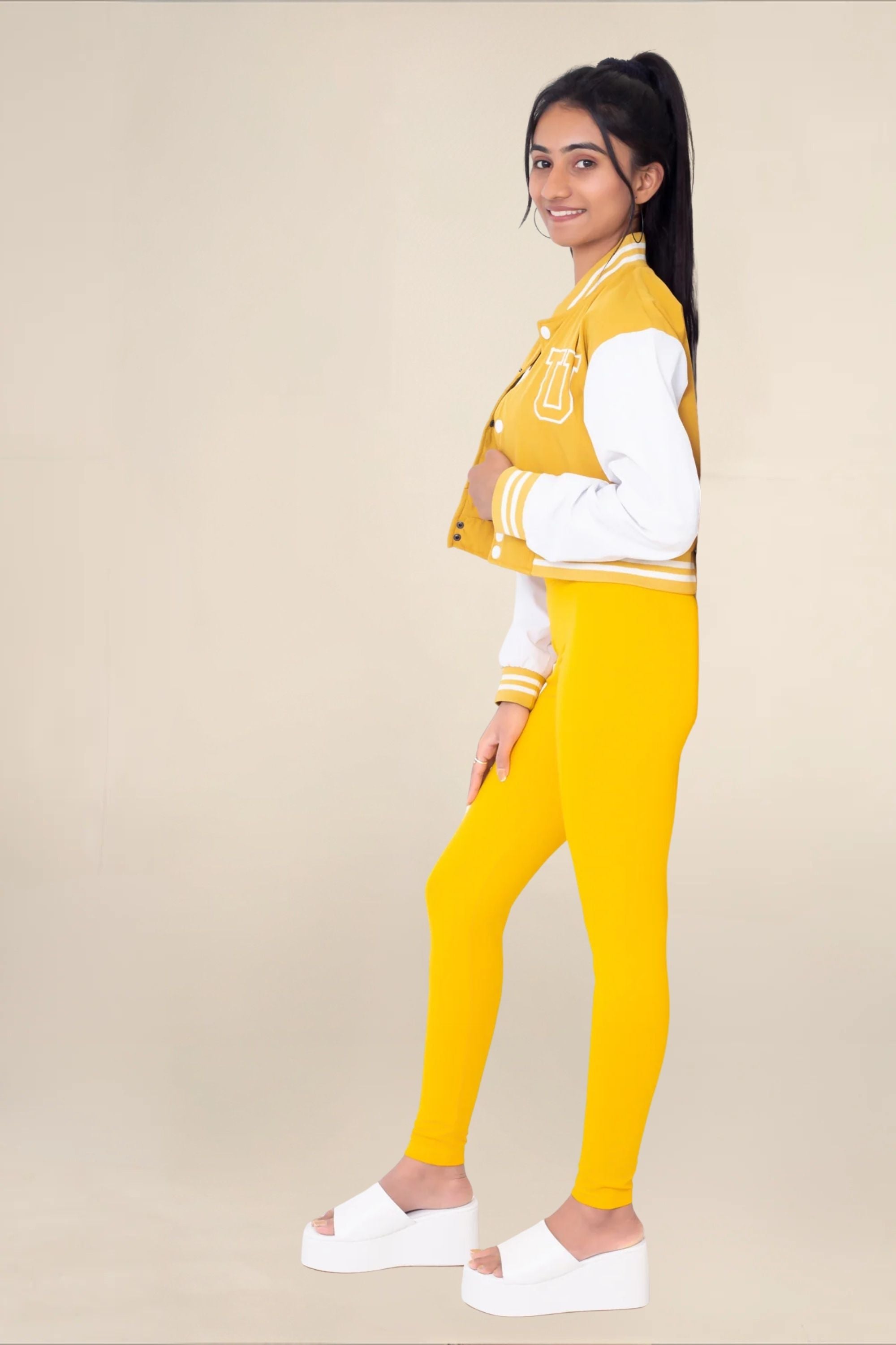 Women Gold Breathable Long Length Legging