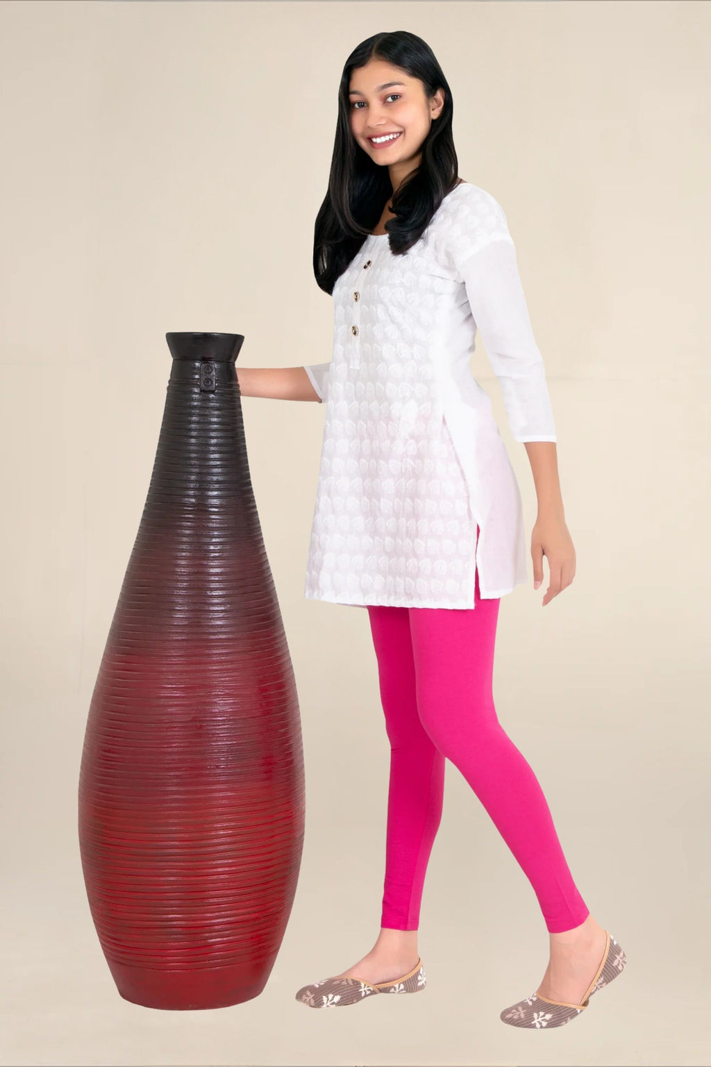 Women Fuchsia Breathable Long Length Legging