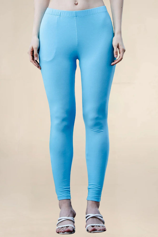 Women Light Blue Regular Pocket Legging