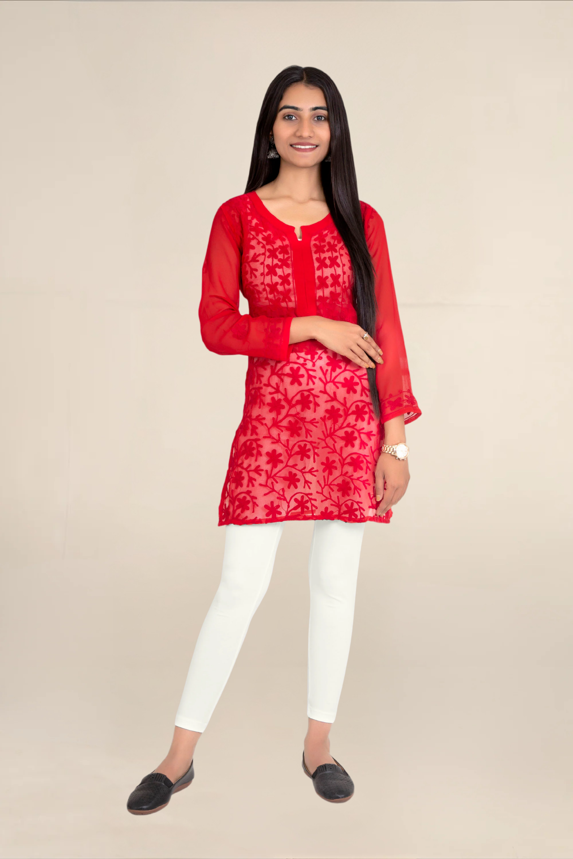 Women Ecru Ankle Length Legging