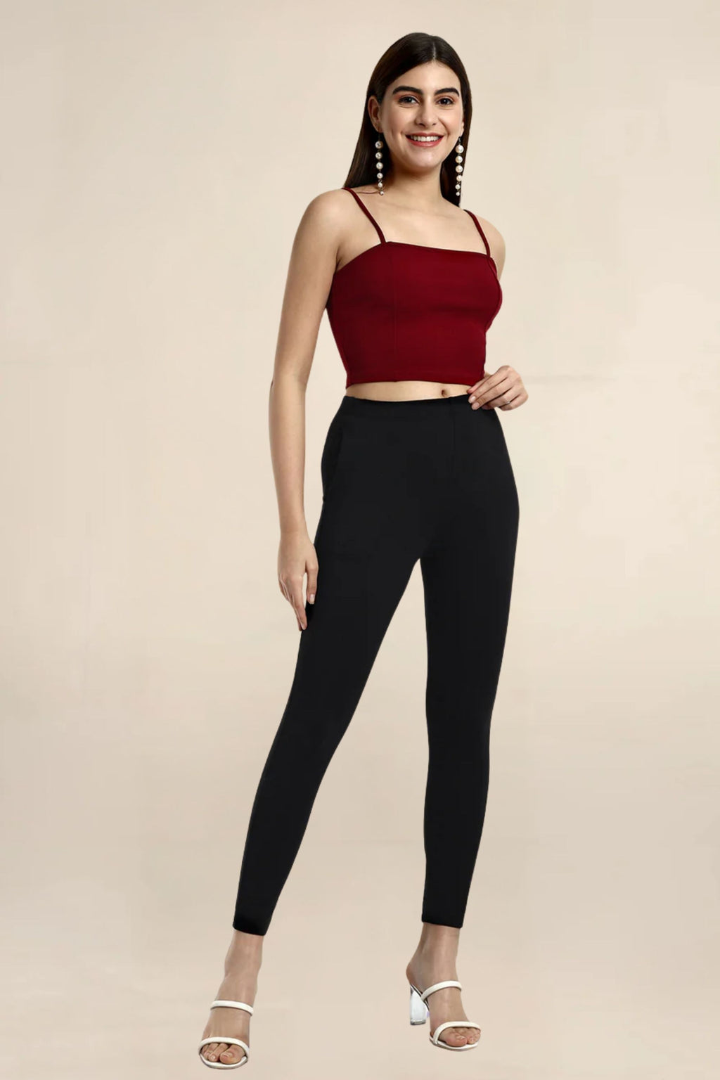 ONE SKY WOMEN BLACK SOLID LEGGINGS