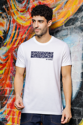 Mens White Round Neck T-Shirt