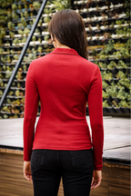 Womens Full Sleeve Polo Neck Winery Top