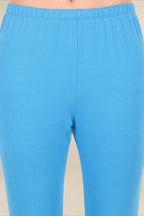 Women French Blue Breathable Long Length Legging