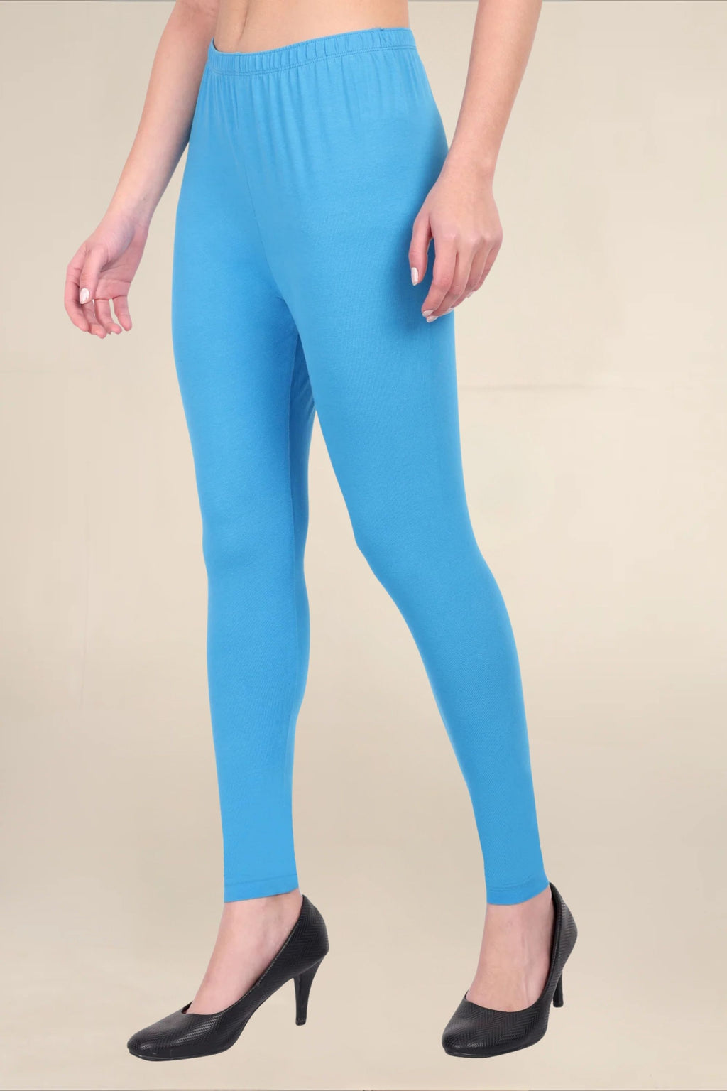 Women French Blue Breathable Long Length Legging