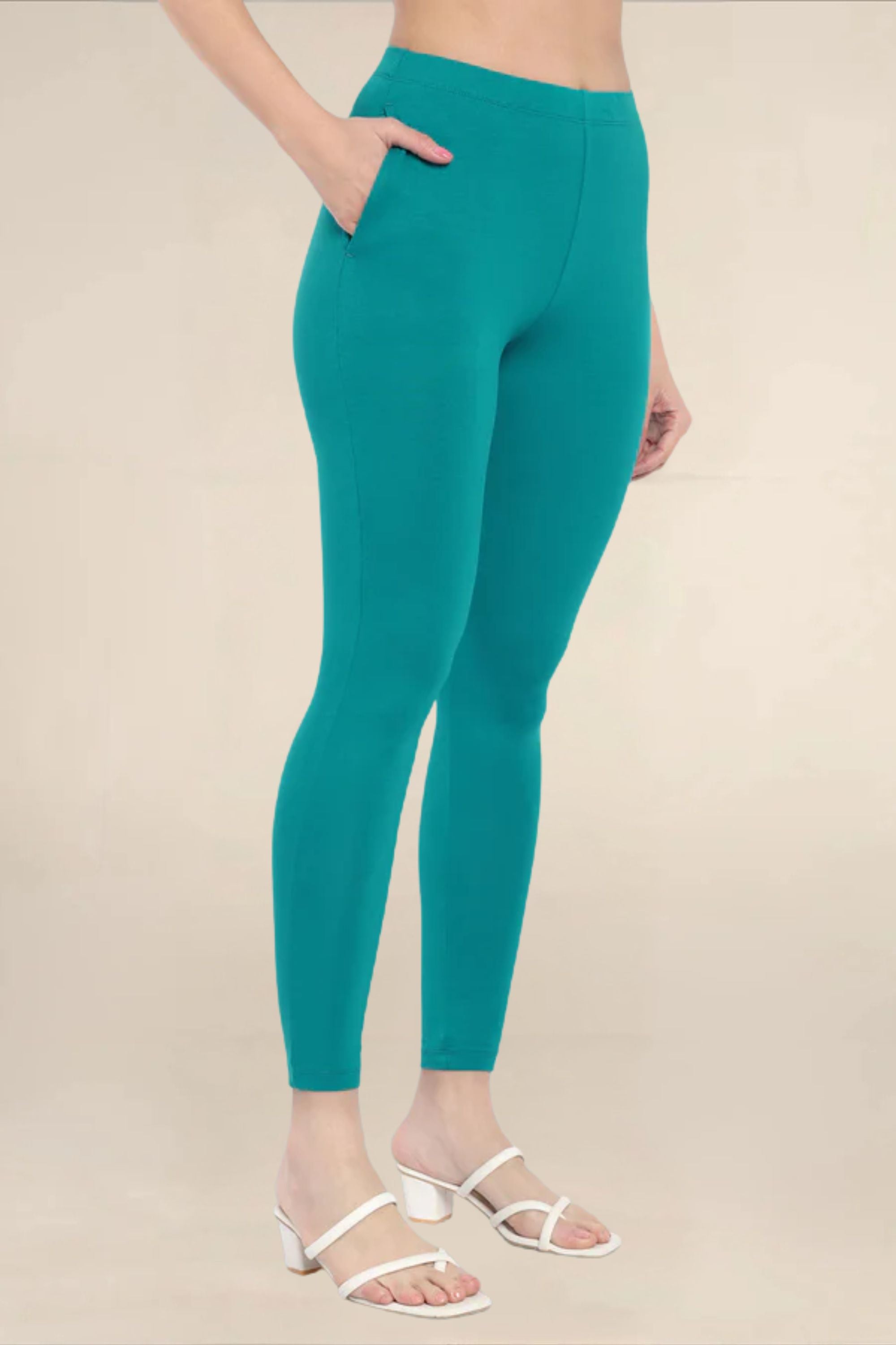 WOMENS JADE GREEN REGULAR LENGTH POCKET LEGGING