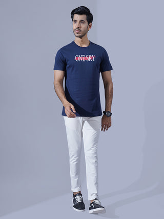 MENS GRAPHIC NAVY ROUND NECK TSHIRT