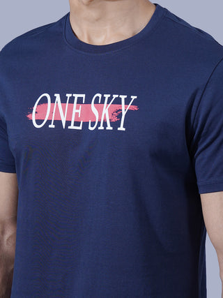 MENS GRAPHIC NAVY ROUND NECK TSHIRT