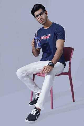 ONE SKY MEN ECRU SOLID PANT