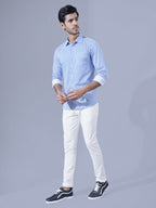 Men Navy Long Sleeve Button Up Shirt