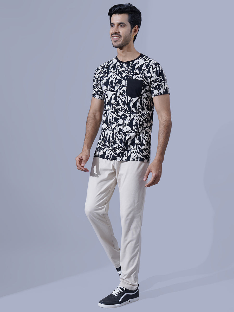 Men Black Round Neck T-Shirt