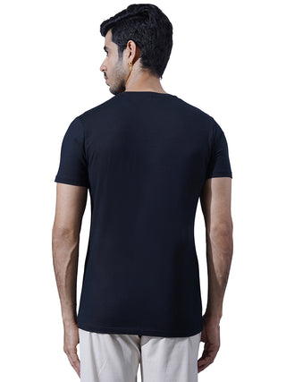 Men Black Round Neck T-Shirt