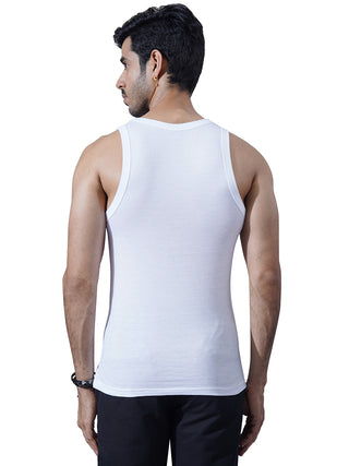 MENS ROUND NECK REGULAR FIT WHITE VEST