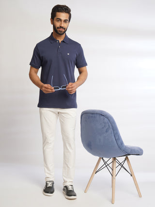 Men Navy Polo T-Shirt