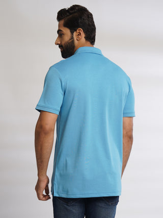 Men French Blue Polo T-Shirt