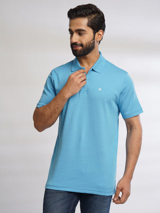 Men French Blue Polo T-Shirt