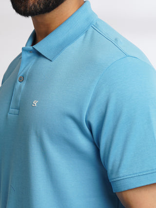 Men French Blue Polo T-Shirt