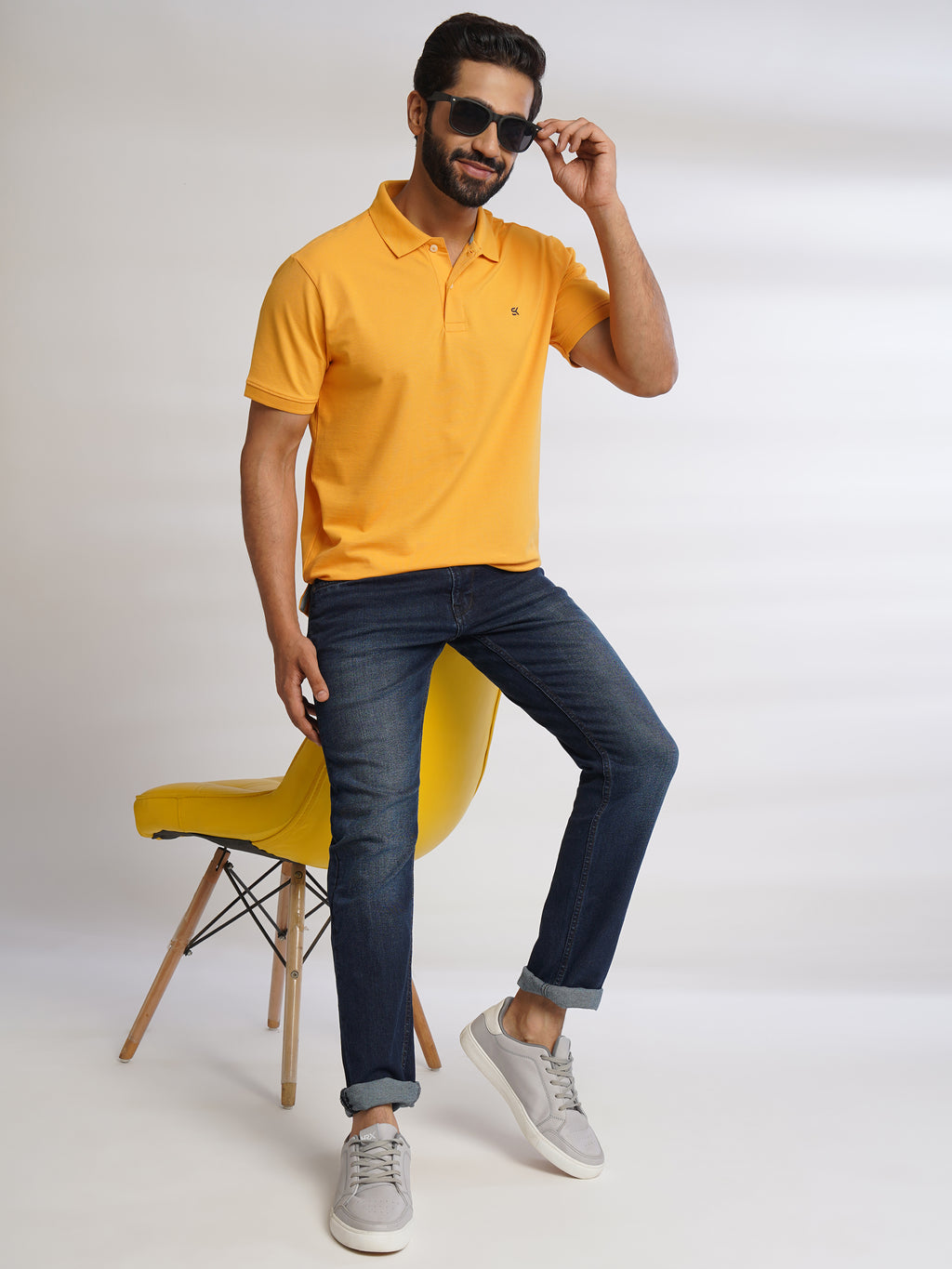 Men Amber Yellow Classic Polo T-Shirt