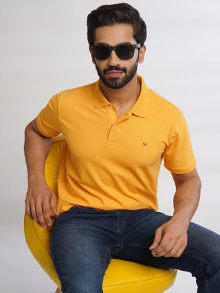 Men Amber Yellow Classic Polo T-Shirt