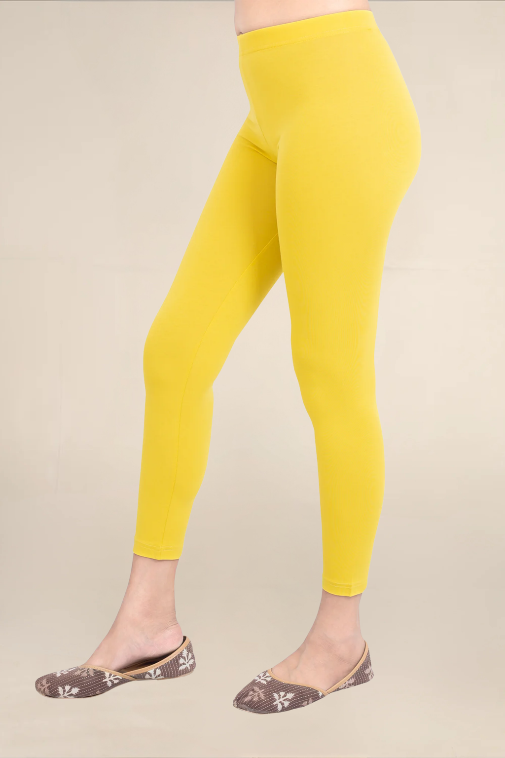Women Dull Lemon Ankle Length Legging