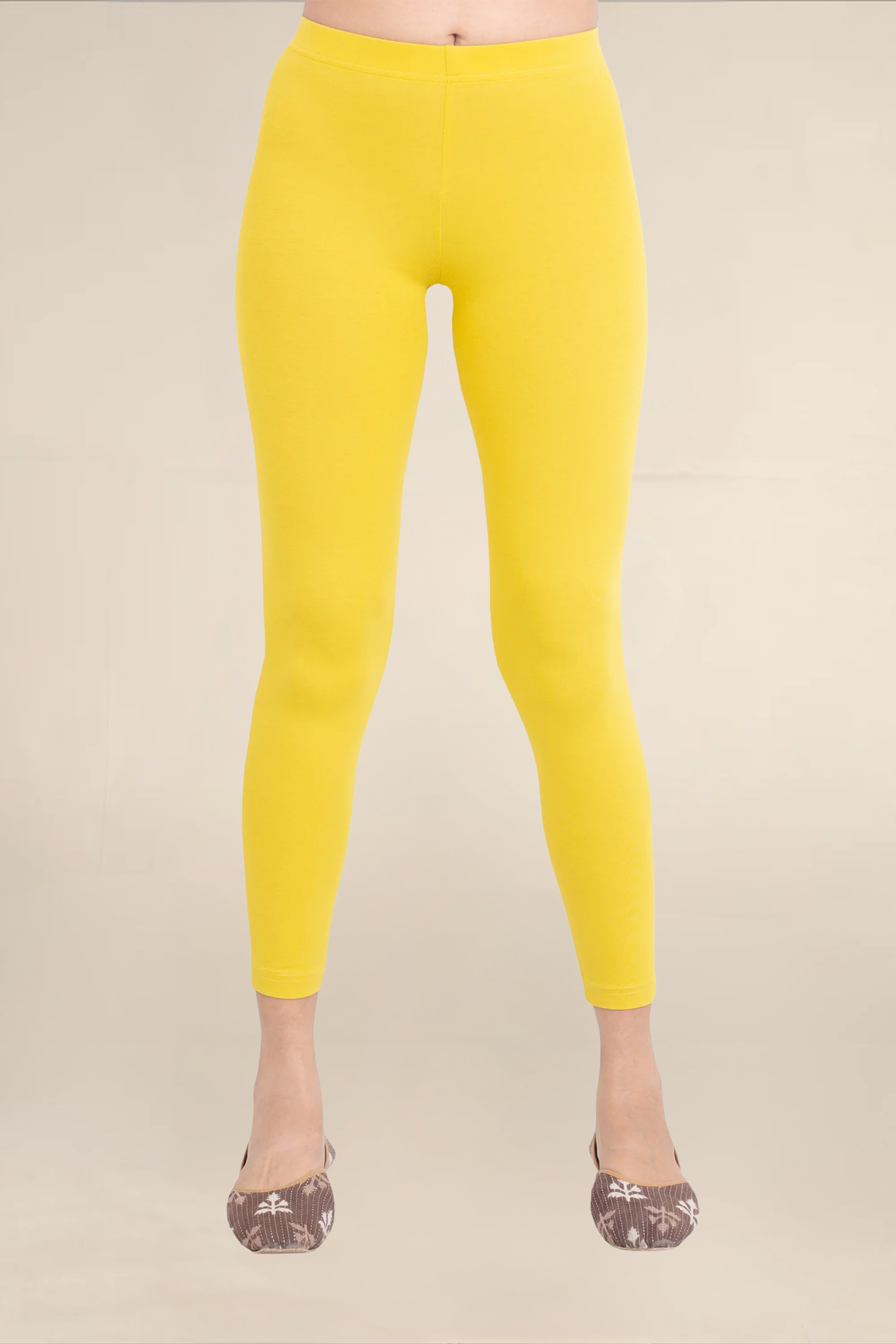 Women Dull Lemon Ankle Length Legging