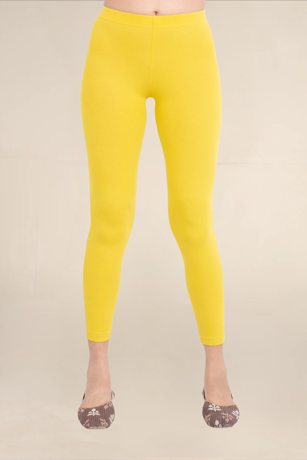 Women Dull Lemon Ankle Length Legging
