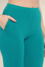 WOMENS JADE GREEN REGULAR LENGTH POCKET LEGGING
