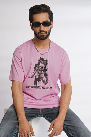 ONE SKY MEN PASTAL LAVENDER GRAPHIC PRINTED T SHIRT