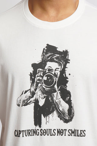 ONE SKY MEN WHITE GRAPHIC PRINTED T SHIRT