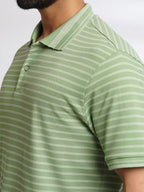 Men Light Green Classic Striped Polo T-Shirt
