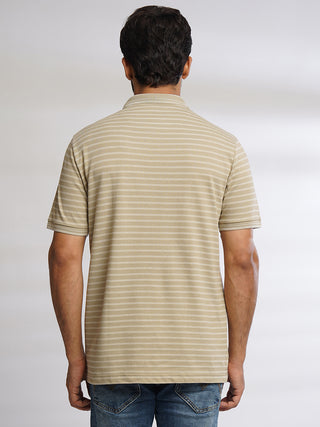 Men Beige Polo T-Shirt