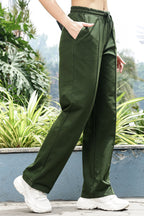 WOMEN GREEN STRAIGHT FIT BOTTOM