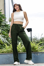 WOMEN GREEN STRAIGHT FIT BOTTOM