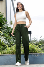 WOMEN GREEN STRAIGHT FIT BOTTOM