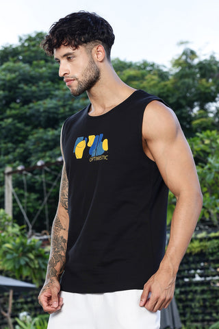 Men's Sleeveless Graphic Printed Tank Top | Cotton Stretch Round Neck Casual Vest | Pullover Style
