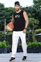 Men's Sleeveless Graphic Printed Tank Top | Cotton Stretch Round Neck Casual Vest | Pullover Style