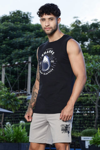Men's 100% Cotton Sleeveless Tank Top | Typography Printed Round Neck Casual Vest | Pullover Style
