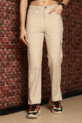 BEIGE COLOR WOMEN SLIT PANT