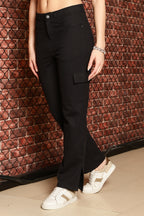BLACK COLOR WOMEN SLIT PANT